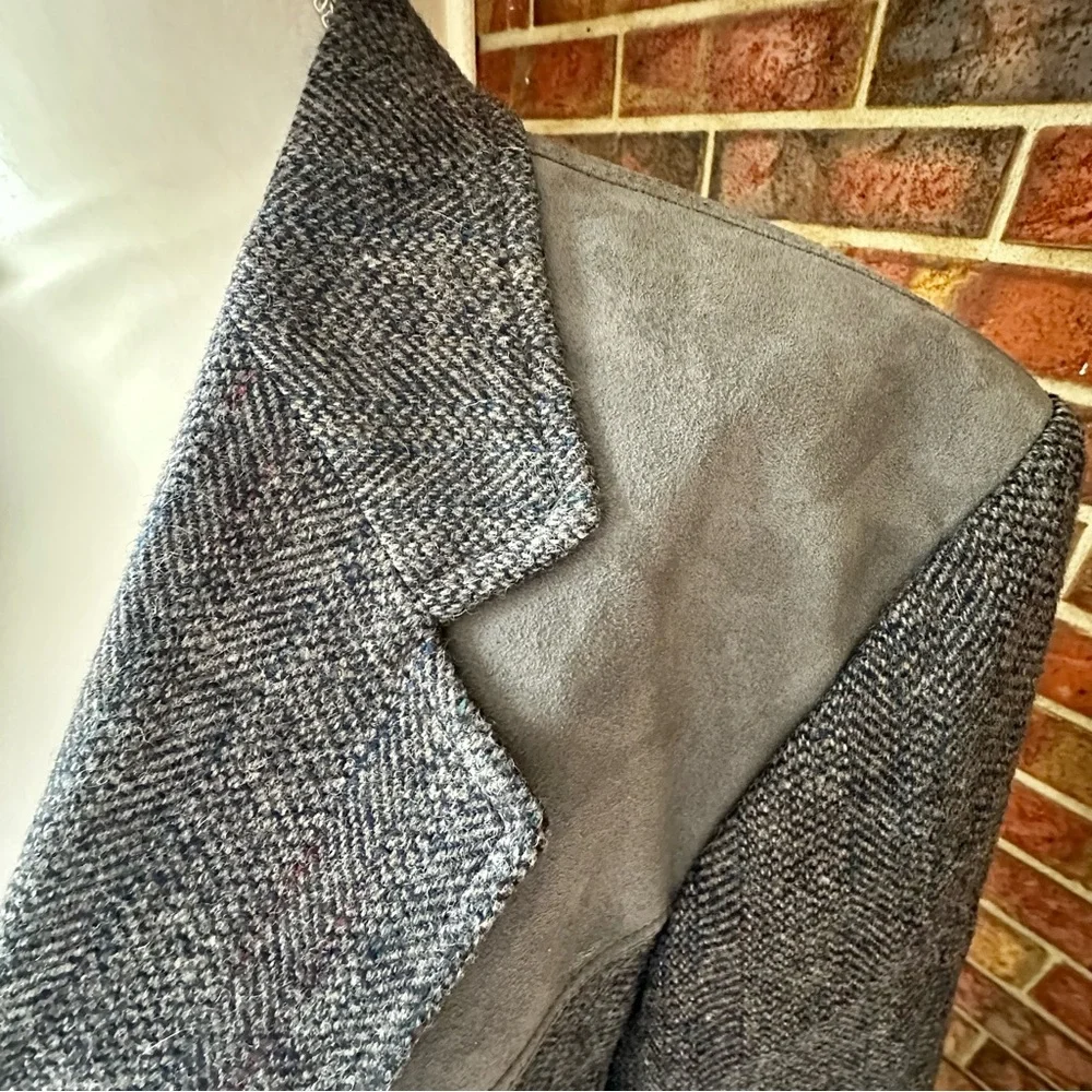 Pendleton Wool Blazer with Light Gray Suede Accents Grandpacore Oversized Vtg